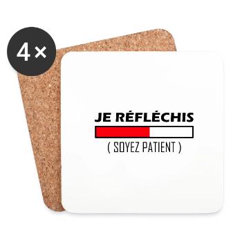 Je réfléchis soyez patient t-shirt drôles - Dessous de verre (lot de 4) - blanc - Devant