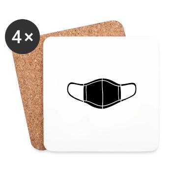 Maske Mundschutz Einwegmaske Symbol - Untersetzer (4er-Set) - Weiß - Vorne