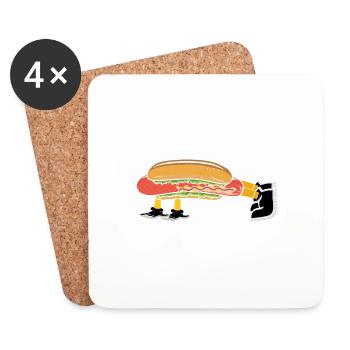 Hot Dog Bodybuilding Fitness Gym Gift - Coasters (set of 4) - white - Front