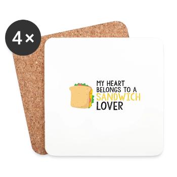 My heart belongs to sandwich lover gift - Coasters (set of 4) - white - Front