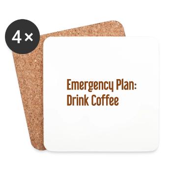 Kaffee-Notfallplan - Untersetzer (4er-Set) - Weiß - Vorne