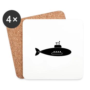 bateau Sous-marin - Dessous de verre (lot de 4) - blanc - Devant
