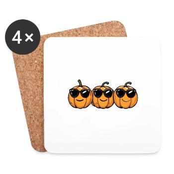 Citrouille Halloween Lunettes de soleil - Dessous de verre (lot de 4) - blanc - Devant