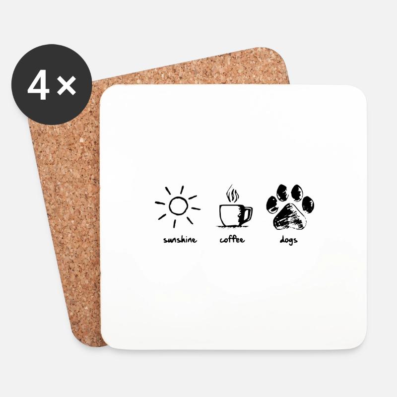 Sunshine - coffee - dogs - Untersetzer (4er-Set) - Weiß