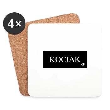 DZ0002 Inscription chaton patte - Dessous de verre (lot de 4) - blanc - Devant