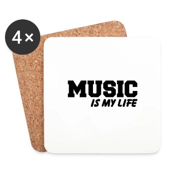 Music is my Life - Dessous de verre (lot de 4) - blanc - Devant