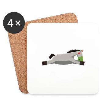 pferd schlapp platt burnout minimalistisch - Untersetzer (4er-Set) - Weiß - Vorne