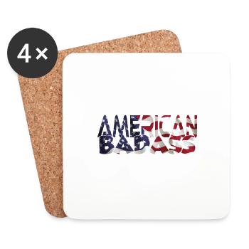 American Badass - vrai mec américain! - Dessous de verre (lot de 4) - blanc - Devant