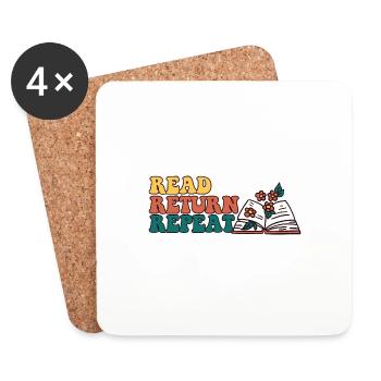 Librarian Read Return Repeat Library Worker Book - Untersetzer (4er-Set) - Weiß - Vorne