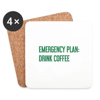 Kaffee-Notfallplan - Untersetzer (4er-Set) - Weiß - Vorne