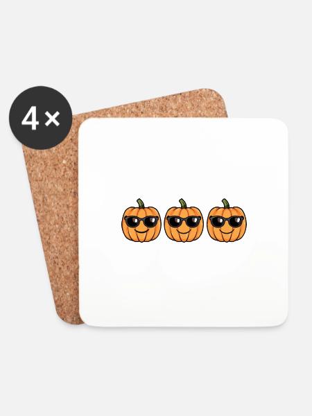 Pumpkin Halloween Cool - Coasters (set of 4) - white