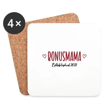 Bonusmama est 2025 Bonus Mama Mutter Patchwork - Untersetzer (4er-Set) - Weiß - Vorne