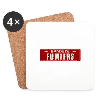 bande fumiers insulte humour panneau plaque 405 w - Dessous de verre (lot de 4) - blanc - Devant
