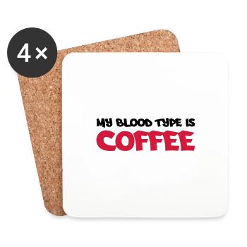 My blood type is coffee - Dessous de verre (lot de 4) - blanc - Devant
