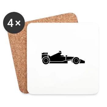 Race car - Coasters (set of 4) - white - Front