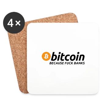 Bitcoin Satoshi Nakamoto Ethereum Krypto - Dessous de verre (lot de 4) - blanc - Devant