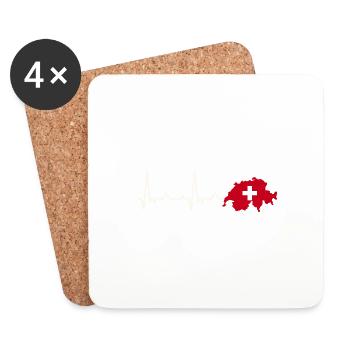 heartbeat, switzerland, heart, alps, gift idea - Coasters (set of 4) - white - Front