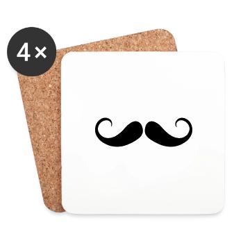 Moustache - Dessous de verre (lot de 4) - blanc - Devant