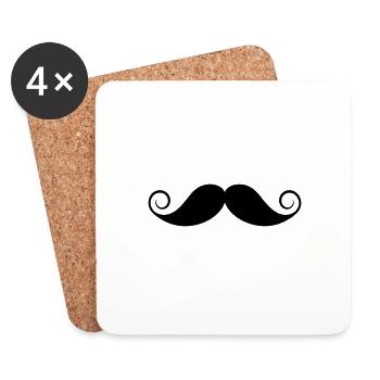 Moustache - Dessous de verre (lot de 4) - blanc - Devant