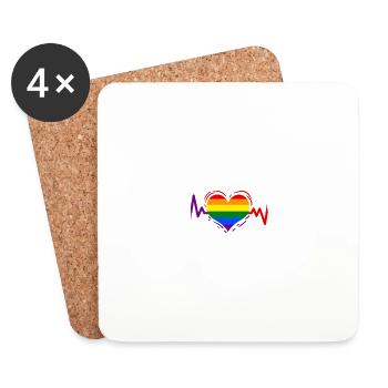 LGBT Heartbeat Gay Pride - Dessous de verre (lot de 4) - blanc - Devant