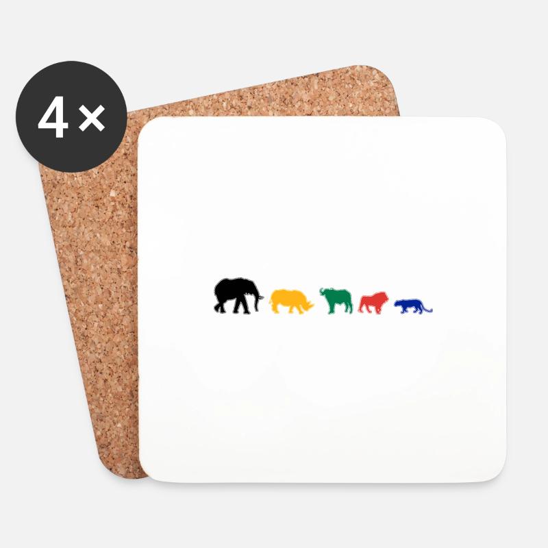 Big Five Afrika Safari - Untersetzer (4er-Set) - Weiß