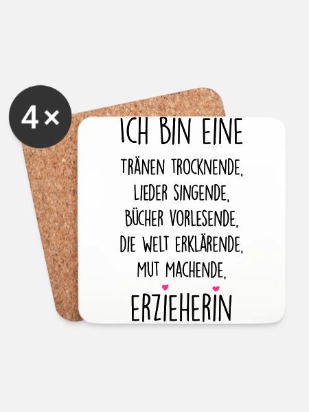 Erzieherin - Untersetzer (4er-Set) - Weiß
