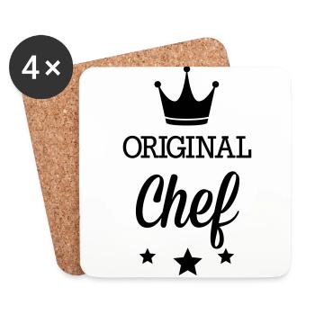 Original three star deluxe cooking - Coasters (set of 4) - white - Front