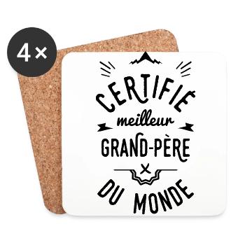 certifié meilleur grand père - Dessous de verre (lot de 4) - blanc - Devant