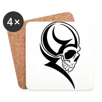 Skull Skin Tribal Tattoo Alien - Coasters (set of 4) - white - Front