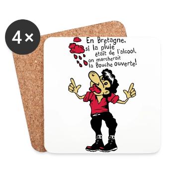 breton bouche ouverte alcool humour citation - Dessous de verre (lot de 4) - blanc - Devant