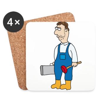 Hausmeister | Klempner | Handwerker | Werkzeug Klo - Untersetzer (4er-Set) - Weiß - Vorne