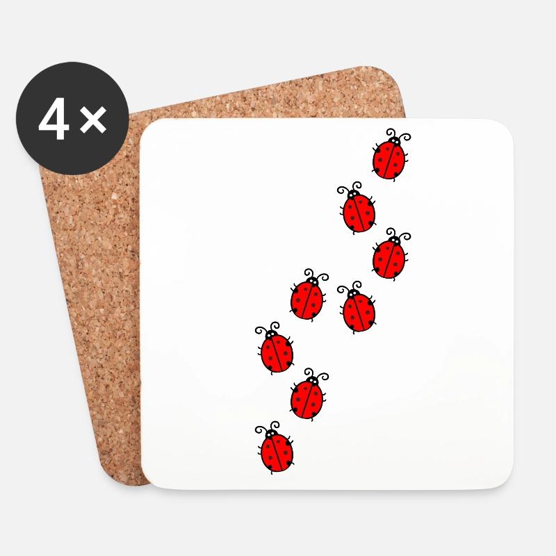 Marienkäfer - Untersetzer (4er-Set) - Weiß