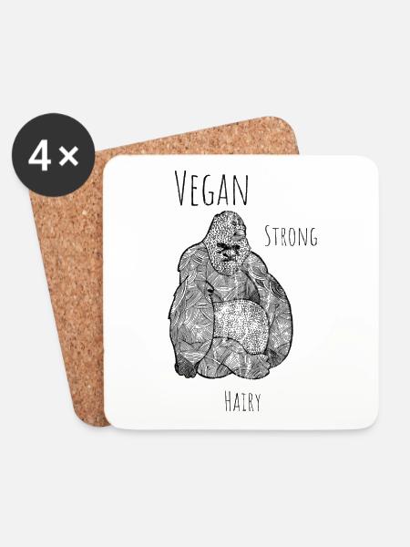 vegan strong hairy Gorilla - Untersetzer (4er-Set) - Weiß