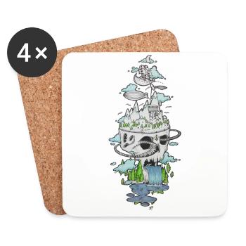 skull&nature - Dessous de verre (lot de 4) - blanc - Devant