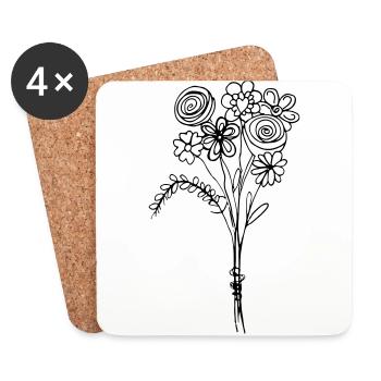 fleurs - Dessous de verre (lot de 4) - blanc - Devant