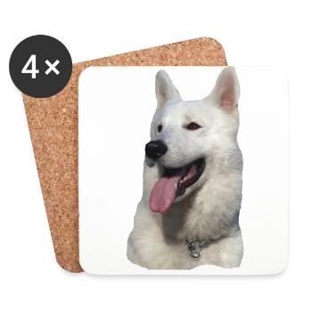Berger, chien, tête de chien, visage de chien, sports de chien - Dessous de verre (lot de 4) - blanc - Devant