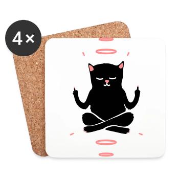 Woosah Cat - Coasters (set of 4) - white - Front