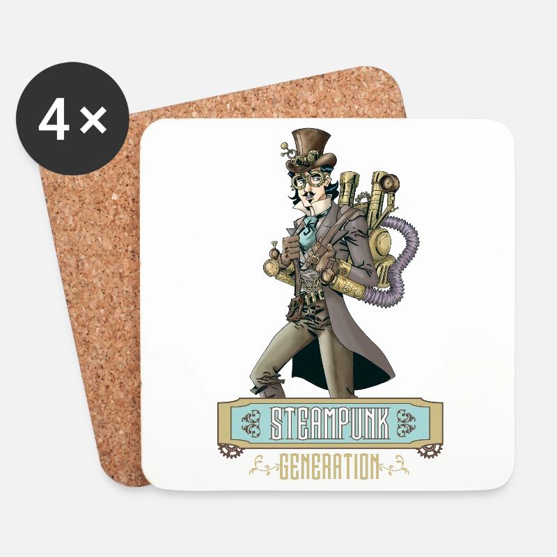 Steampunk-Generation - Untersetzer (4er-Set) - Weiß