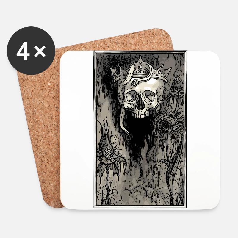 Totenkopf mit Krone und Schlange - Untersetzer (4er-Set) - Weiß