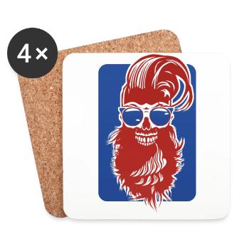 tete de mort hipster barbu skull crane design fant - Dessous de verre (lot de 4) - blanc - Devant
