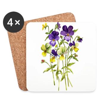 Bouquet of pansies - Coasters (set of 4) - white - Front