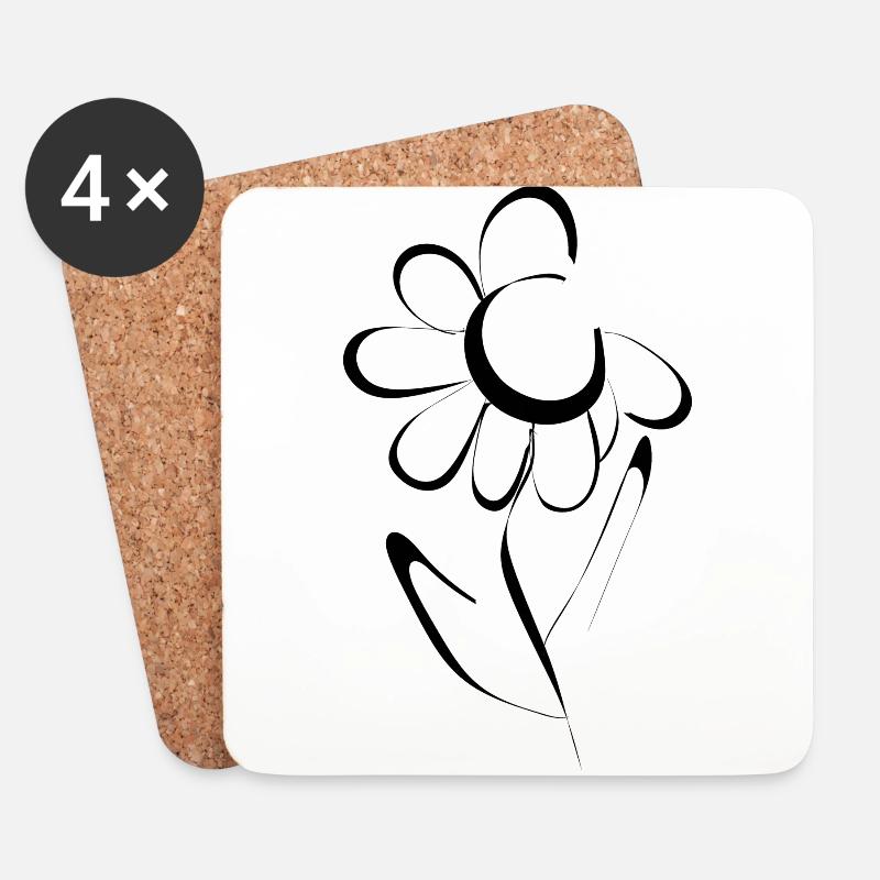 Blumen Design - Untersetzer (4er-Set) - Weiß