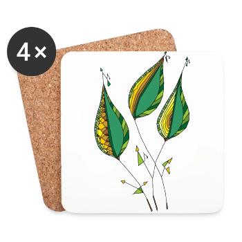 Decorative leaves - Coasters (set of 4) - white - Front