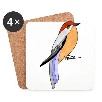 Oiseau - Dessous de verre (lot de 4) - blanc - Devant