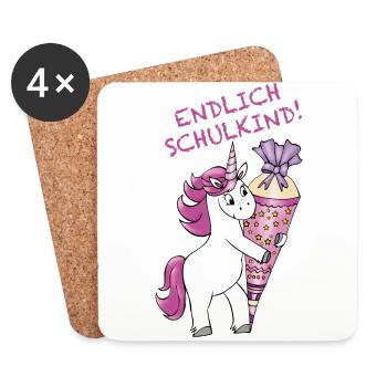 School enrollment Unicorn with sugar cone Back to school - Coasters (set of 4) - white - Front