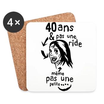 40 ans anniversaire pas ride jeune femme - Dessous de verre (lot de 4) - blanc - Devant