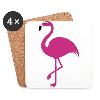 Funny Sweet Flamingo - Coasters (set of 4) - white - Front