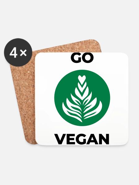 go vegan - Untersetzer (4er-Set) - Weiß