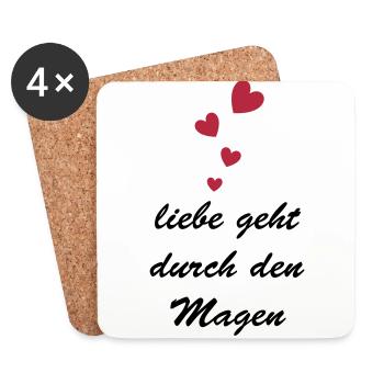 liebe geht durch den Magen - Untersetzer (4er-Set) - Weiß - Vorne