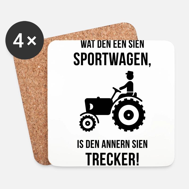 Dat is mien Trecker! (Plattdeutsch / Plattdüütsch) - Untersetzer (4er-Set) - Weiß